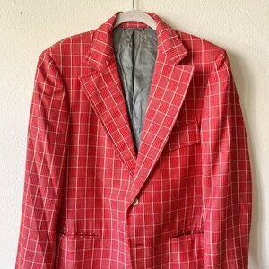 Vintage Salmon Grid Blazer – Approx. Size 40R